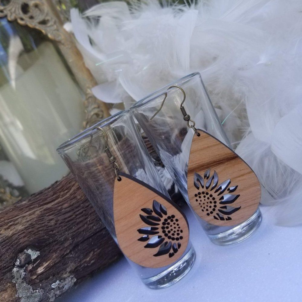 Sunflower Teardrop Earrings